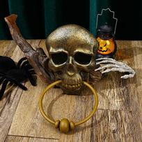 Luminous Halloween Skull Doorbell Prank Toy for Haunted House Parties brown