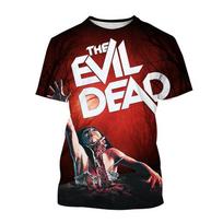 The Evil Dead 3D spausdinti marškinėliai Drakulos filmo mada Vyriški apvalios apykaklės trumpomis rankovėmis viršutiniai drabužiai Vasaros siaubo filmo atsitiktiniai linksmi apvalios apykaklės viršutiniai drabužiai XL red