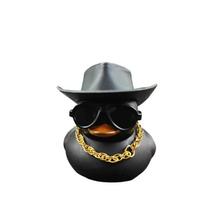 1PC Cool Cowboy Hat Duck Car Decoration Rearview Mirror Decoration juoda