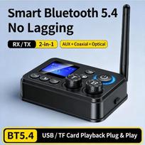 KEBIDU Bluetooth 5.4 Receiver Transmitter 3.5mm AUX COAXIAL Optical 3 in 1 Wireless Audio Adapter With LCD Display TF/U-Disk Black