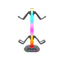 Black Gaming Headset Display Rack Dual USB Ports Controller Holder Headphone Bracket  for Home juoda