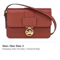 LONGCHAMP Box Trot Adjustable Strap Calfskin Shoulder Bag, Crossbody Bag Medium Women's Reddish Umber 10175HAU204 One Size 1 brown