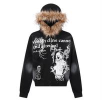 VibeStreet Kailinė apykaklė Megztinis Užtrauktukas Su gobtuvu Striukė Ruduo ir Žiema Punk Hip-hop Rock Tamsus stilius Rock mada Universali Y2K Retro Striukė XL juoda