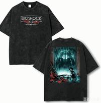 BioShock Washed T-shirt 2026 New Model personality Clothes shirt Vintage Loose Year round clothing Breathable Couples Classic 3XL black