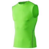 Vyriški bėgimo sportiniai marškinėliai be rankovių Krepšinio suspaudimo treniruočių liemenė Fitness Tank Base Layer Top Singlet Active Wear Greitai džiūstantys L žalia