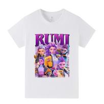 A1208 Kids Boys Girls Kpop Rumi Zoey Mira Print Short Sleeves T-shirt 130cm white