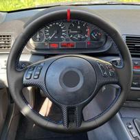 Red-strip Steering Wheel Leather Cover For BMW 5 Series E39 2000 2001 2002 2003 gray