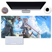 Anime Frieren Mousepad Gaming Office Desk Pads Large For Computer Nonslip Lockedge Mouse Pad 300x800x2mm gray