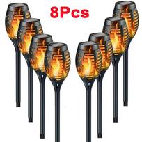 1-8 VNT. 12 LED Saulės liepsnos fakelo šviestuvai Mirksinti šviesa Vandeniui atsparus Sodo dekoracija Lauko Vejos Takelis Kieme Terasa Grindų šviestuvas 8PCS