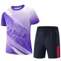 Unisex Badminton & Table Tennis Summer Sports Set - Short Sleeve Jersey & Competition Training Uniform 4XL purple