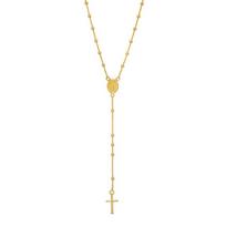 Atsparus vandeniui 18K paauksuotas kryžiaus pakabukas Papuošalas Nerūdijančio plieno rožančiaus karoliai moterims 18inches white