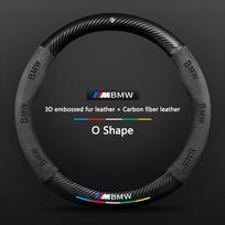 Car Anti-Slip Suede Carbon Fiber Steering Wheel Cover For BMW E46 E90 E39 E60 E36 E30 E61 E91 E92 E87 F10 F20 F30 Auto Accessory mkcr49 black