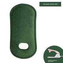 Hot Water Bottle, Rechargeable Explosion-Proof Electric Warmer, Neck and Shoulder Warmer, Hot Water Bag for Stomach Application, Extra-Long Dark Green Plus Plush / Digital Display Model žalia
