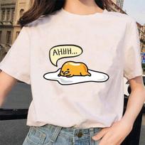 Harajuku Lazy Egg Gudetama Print Women's Kids T-Shirt Short Sleeve Kawaii Gothic Female Aesthetic Top Harajuku Style Clothing 100 white