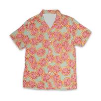 Men Grapefruit Slice Print Camp Collar Short Sleeve Shirt Summer Tropical Fruit All‑over Printed Button Down Chemise Unisex Tops M brown