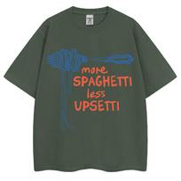 More Spaghetti Less Upsetti Funny Food T Shirt Unisex Unisex Fashion Aesthetic Tshirt Oversized Cotton Casual Oneck Tshirts Gifts 4XL gray
