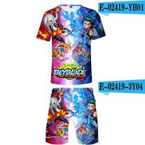 Vaikiški komplektai Beyblade Burst Evolution 3D spaudinys Vaikiški komplektai Madingi marškinėliai Paplūdimio šortai Maudymosi kostiumėliai Marškinėliai Topai Berniukų Mergaičių Kostiumai 160 blue