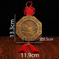 Tang Teng Copper Art, Bagua Shanhai Town Store Pendant Household Living Room Jiugong Pure Copper Taiji Four Divine Beasts Suzaku brown