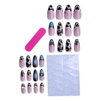 24Pcs/Set False Nails Easy DIY Nail Art Artificial Nail Kit Quick Style Change Fake Nails with Seamless Fit Nail Salon Party Wedding Wear gray