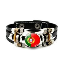 233 Šalių Vėliavų Dizaino Apyrankė Kristaliniai Karoliukai Spaudžiamas Sagtelis Šalies Vėliava Sporto Komandos Papuošalas Dovana Odinė Apsukama Apyrankė Adjustable&Flag Leather Wrap Bracelet black