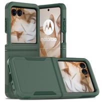 Tvirtas šarvuotas OTT-BOX telefono dėklas, skirtas Motorola Moto Razr 70 60 50 Razr 2026 2025 2025 Patobulintas smūgiams atsparus buferis Apsauginis dangtelis Moto Razr 70 tamsiai žalia spalva