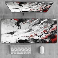 XXL Japanese style Mouse Pad Desk Mat ink-wash art 30cmx60cm Mousepad with Stitched Edges Rubber keypad Extended pad gaming mats 50cmx100cm