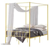 VEVOR Queen Size Canopy Bed Frame, Metal Canopy Bed with Minimalist Headboard & Four Posters Design, Heavy Duty Steel Slats Support 211 x 155 x 196.5 cm auksas