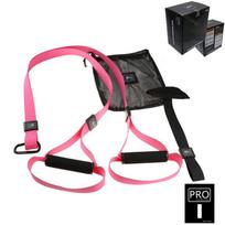 Geriausias namų sporto salės pakabinamas pasipriešinimo treniruočių diržas su patogiomis rankenomis Pink Pro 1 black