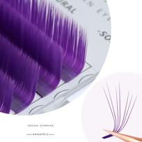 ANNAFRIS Colored Easy Fanning Volume blakstienų priauginimas 8-15mm Mix Auto Blooming Rožinės/Žalios/Rudos/Mėlynos/Violetinės makiažo blakstienos 0.10mm C 8-15mm MIX violetinė