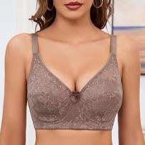 Didelio dydžio liemenėlė moterims Push Up Bras Underwire liemenėlė nėriniuota gėlėta plona taurė Seksualus moteriškas apatinis trikotažas EF taurė 44F beige