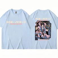 Japonų Anime Cowboy Bebop Marškinėliai Space Spike Spiegel Manga Jet Faye Marškinėlis Unisex Moteriški Laisvalaikio Harajuku Trumpomis Rankovėmis Gatvės Marškinėliai XL white