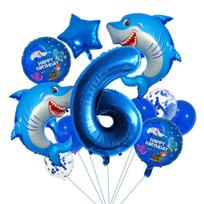Undersea Ocean Theme Balloon Set Birthday Party Venue Decoration Props Shark Aluminum Film Balloon Bundle Ocean Balloon Set 6 blue