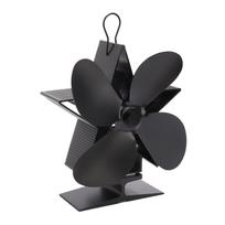 4 Blade Heat Powered Stove Fan High Temperature Resistance Low Noise Thermodynamic Wood Burning Stove Fireplace Fan black