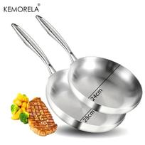 2/3 vnt. keptuvės 22/24/26/28 cm 304 nerūdijančio plieno 2 mm storio wok keptuvė 5 sluoksnių plienas maistinės klasės nelimpančios keptuvės virimui puode gray