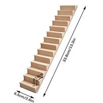 1:12 Dollhouse Miniature Wood Material Staircase Mini No Handrail Stairs Furniture Miniature DIY DollHouse Life Scene Decor Plaything Accessories beige