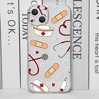 Slaugytoja Medicininis Vaistas Sveikata Širdis Telefono dėklas IPhone 16 15 13 12 11 Pro Mini XS MAX 7 8 14 Plus Gydytojas Slaugos Skaidrūs Dangteliai For iPhone 15 ProMax gray