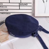 Japanese Style Beret Hat Ribbon Bowknot Uniform Hat Sweet Sailor Hat  for School Stage Performance tamsiai mėlyna spalva