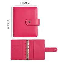 A5 A6 A7 Macaron Color 6 Ring Binder PU Clip-on Notebook Leather Loose Leaf Notebook Cover Notebooks Journal Kawaii Stationery (as the picture,A7) pink