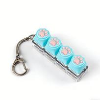 2026 Portable Silicone Cat Paw Clicker Keychain LED Light Glowing Fidget Toy Keyboard Style Button Stress Anxiety Relief Gift black