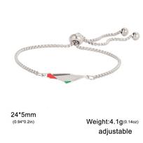 Palestine Map Charm Bracelet Stainless Steel Palestine Flag Geometry Country Geography Jewelry for Women Men white