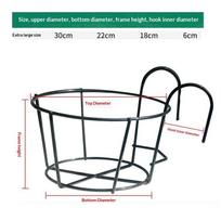 Hanging Iron Plant Stand Round Pothos Flower Pot Rack for Balcony Railing Fence Indoor Outdoor Patio Home Decoration XL 30cm juoda