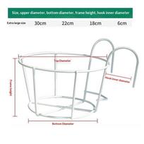 Hanging Iron Plant Stand Round Pothos Flower Pot Rack for Balcony Railing Fence Indoor Outdoor Patio Home Decoration XL 30cm balta