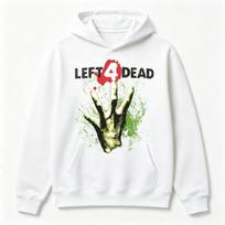 Left 4 Dead Retro Zombie Game Hoodie, Loose Breathable Unisex Casual Sweatshirt Tops 4XL white