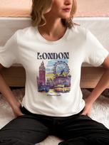 London Graphic T-Shirt Unisex Souvenir Gift Tee UK Travel Shirt Union Jack L white