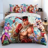 Street Fighter Retro Game Gamer Comforter Bedding CollectionDuvet Cover Bed Collection Quilt Cover PillowcaseKing Queen Size Bedding Collection Boy 70x133cm 2pcs brown