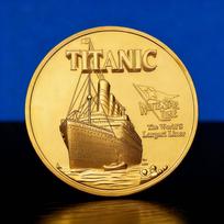 Titanic Wreck Commemorative Medal, Titanic White Star Line Coin, Plated Gold Coin, Commemorative Coin, Small Gift, Micro Round beige