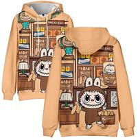 12 Colors LABUBU Printed Men Women Hoodies Casual Pullover Hoodie Fashion Sweatshirts Clothes XXXXL chaki