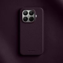 Melkco 100% natūralios odos dėklas Xiaomi 15T Pro, prabangus karvės odos dangtelis, verslo lychee rašto apsauginiai mobiliojo telefono dėklai for Xiaomi 15T Pro violetinė