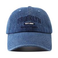 Denim Snapback Baseball Caps Adjustable Outdoor Use Casual Adult Wash Sportss Golf Sun Hats For Women Men Fashion Brooklyn Embroidery blue