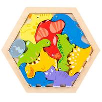 3D Wooden Puzzles for Kid Educational Montessori Toy Cartoon Animal Fine Motor Training Hand Grasp Board Gift Jigsaw Toy Gift yellow
